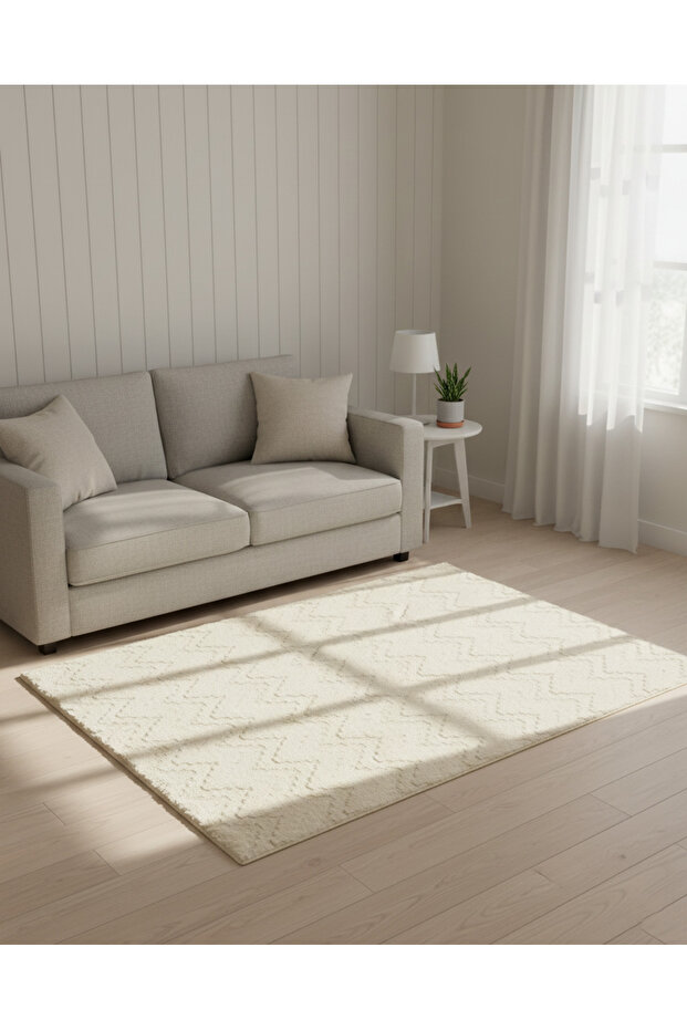 Cream Faux Fur Area Rug