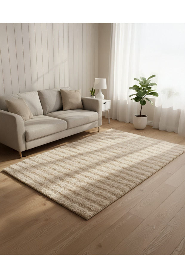 Beige Faux Fur Area Rug