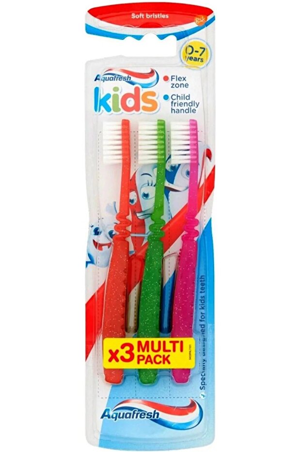 Kids Toothbrush Triple Pack Soft 0-7 Years