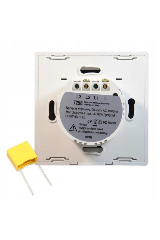 Simple touch switch, LED indicator, recessed, white color - 7