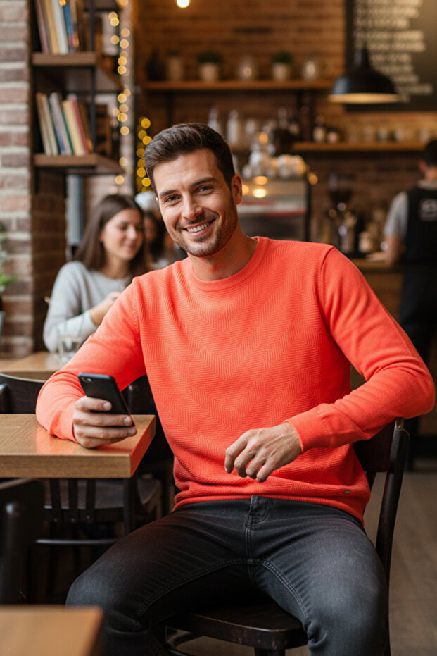 سترة رجالية بياقة دائرية ونقشة هندسية - 3