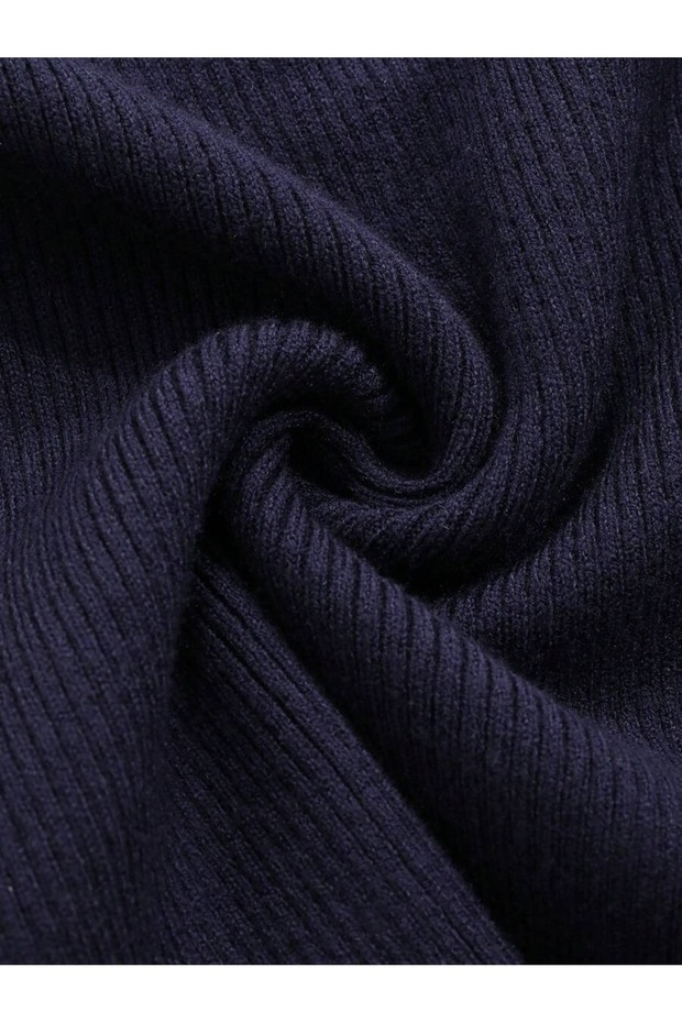 Kadın Uzun Kollu Boğazlı Fitilli Basic Bluz - 4