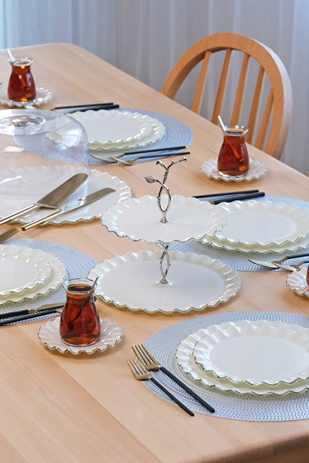 Solid Krem Wavy Platin 34 Parça Tea Time - 7