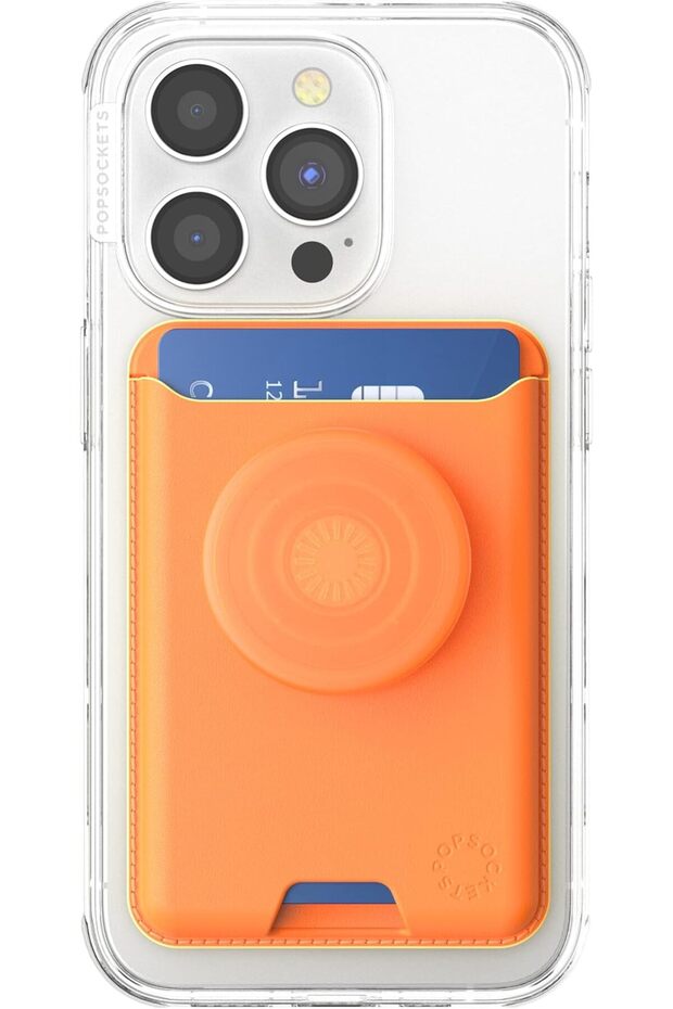 Phone Wallet with Expanding Grip and Adapter Ring for MagSafe - Cantaloupe