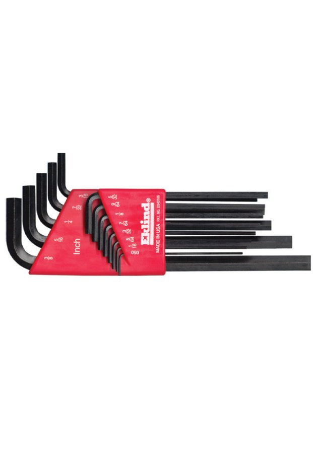 Long hexagonal wrench set in plastic holder