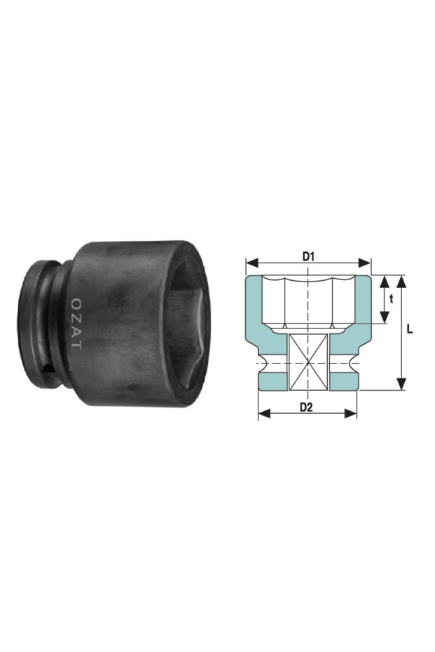 Impact socket head 1'' 6 sides, short 77