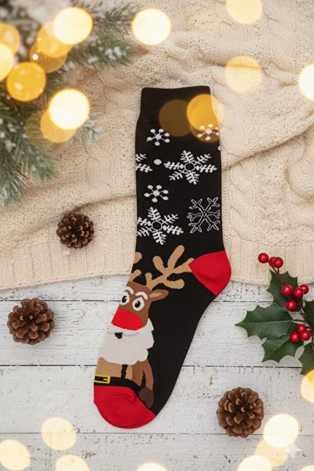 Unisex Christmas Socks with Deer Pattern Cotton