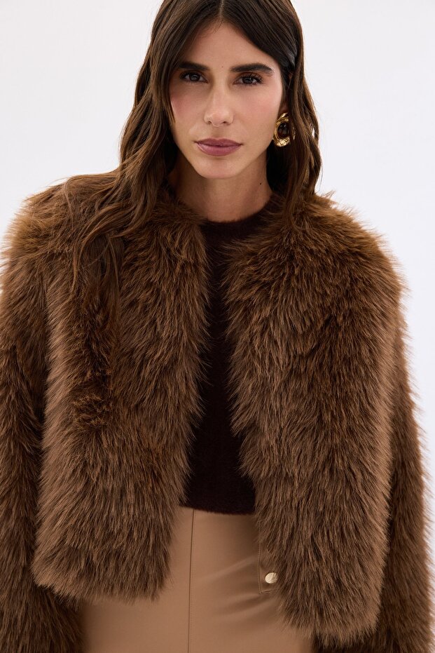 فرو بدون ياقة - بني - 5