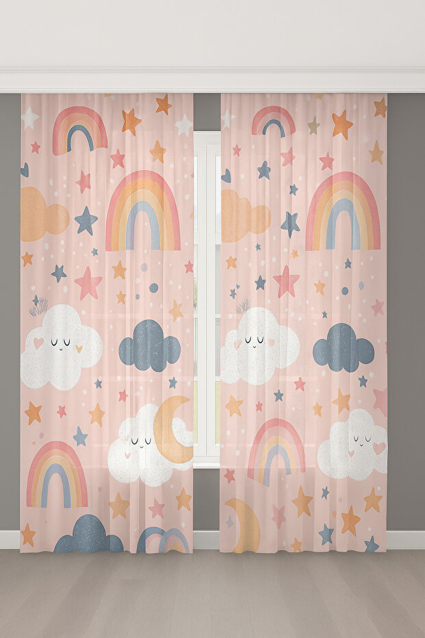 Colorful Dreams Rainbow Cloud Children's Room Tulle Curtain