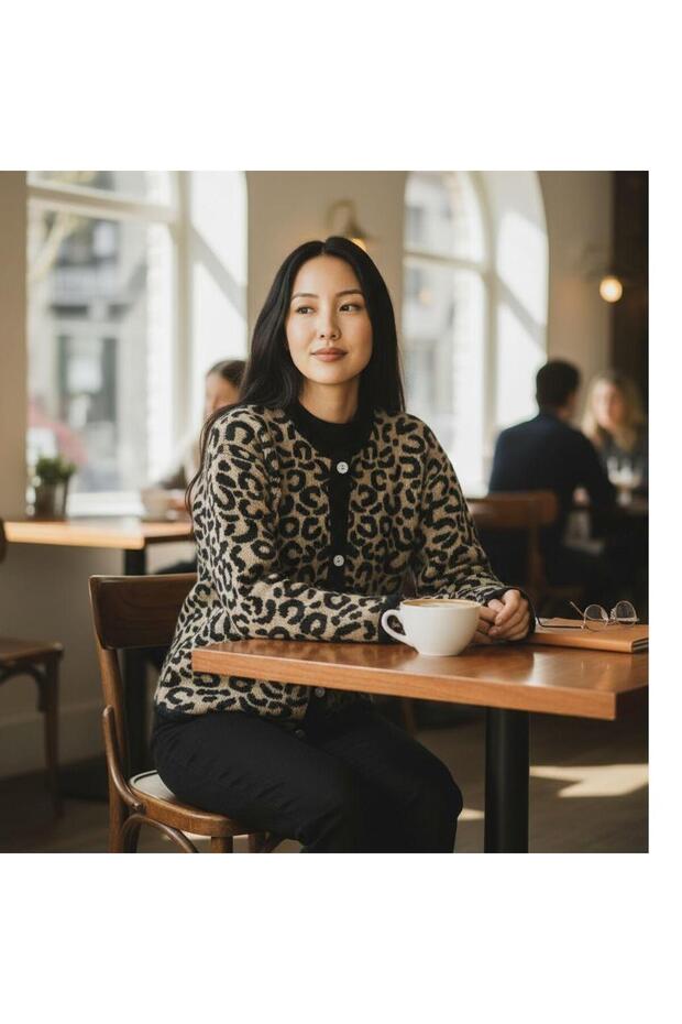 سترة صوفية بنمط الفهد - 1