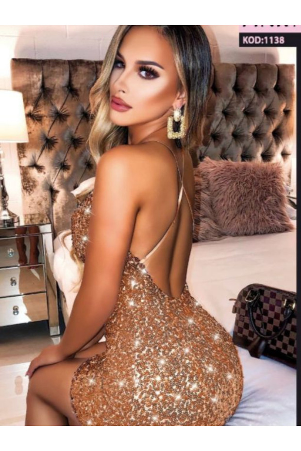 Gold Seri Pullu Elbise - 1