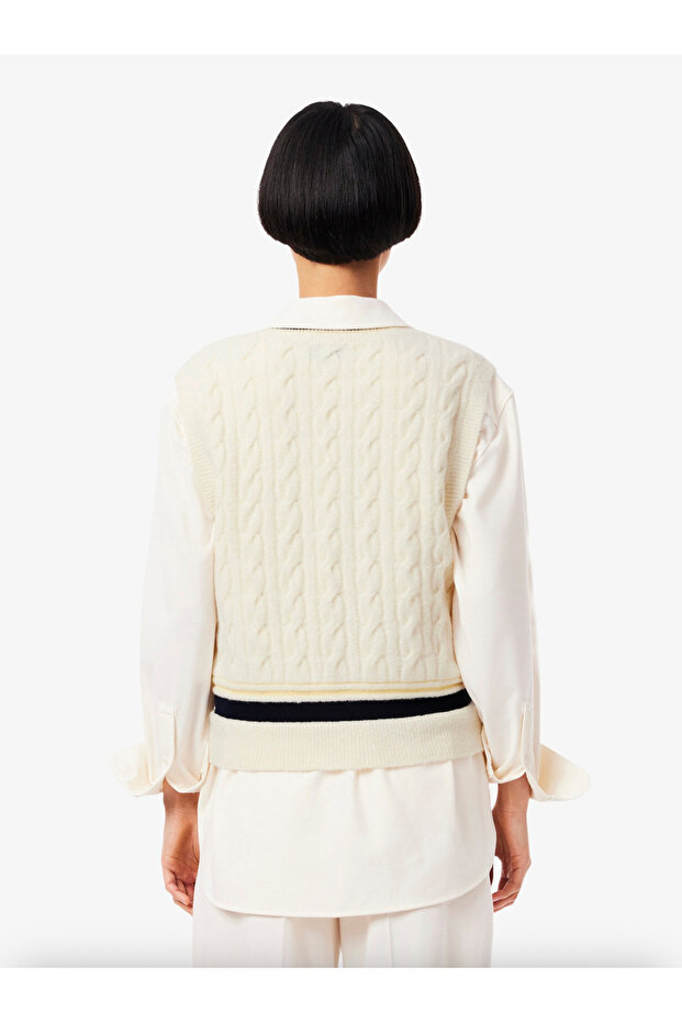 Cable Knit Wool Sweater Vest - 5