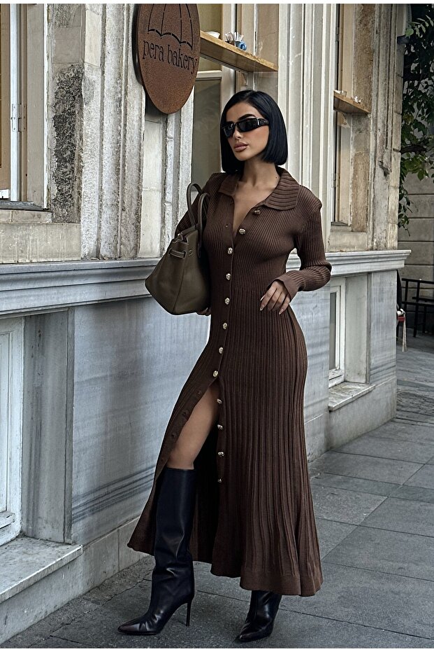 Uzun Triko Elbise - 1