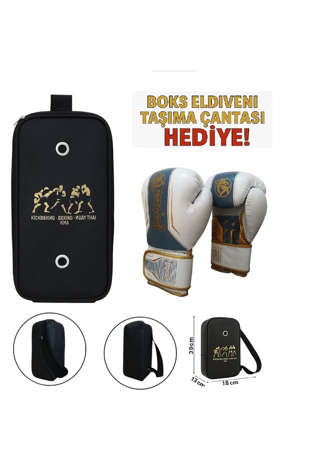 Legacy Kick Boxing Gloves Boxing Gloves Muay Thai Gloves and Glove Carrying Bag White Gold