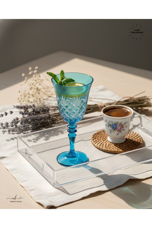Cut Crystal Colored Goblet, Water Glass