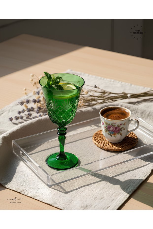 Cut Crystal Colored Goblet, Water Glass