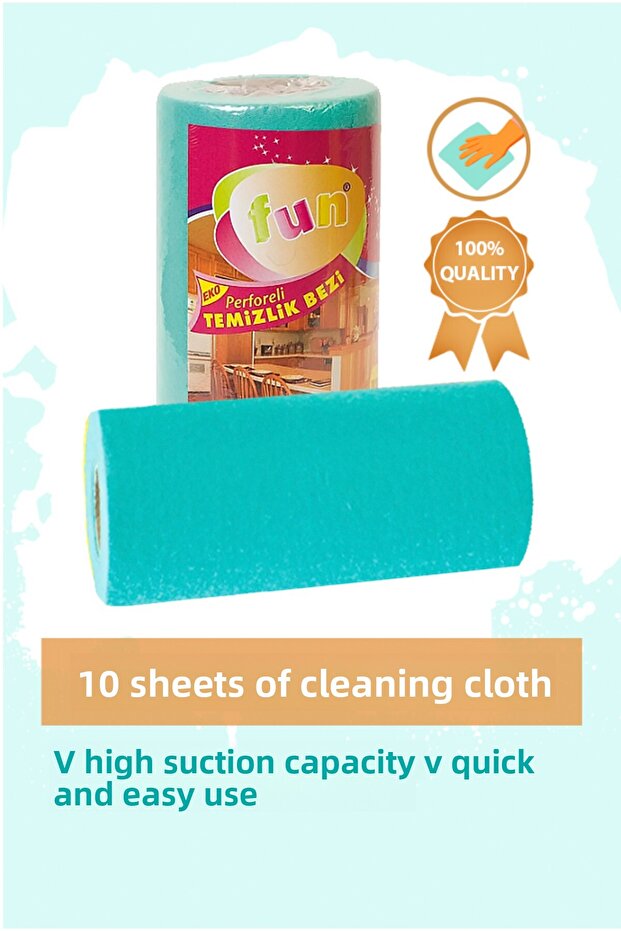 Cleaning Cloth Perforated 10 Sheets Roll - Green Color - 1 Pack