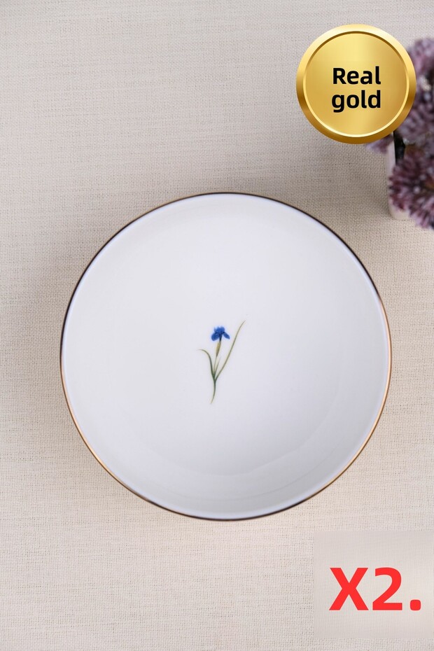 Tabak Evi Porcelain Natura Iris Gold Gilded Bowl 13.50cm 2 Pcs