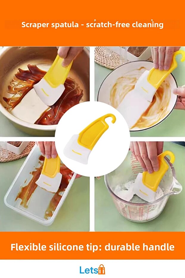 مكشطة تنظيف الأطباق متينة مع رأس سيليكون - 1