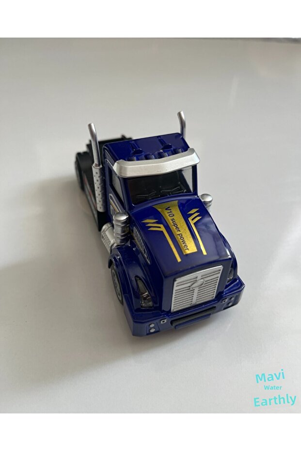 Metal Pull and Drop Truck Head Car 13X5 cm Blue