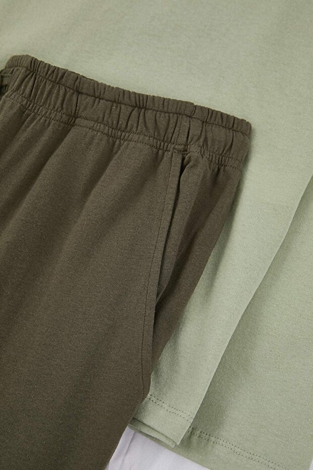 Mint-Haki Regular Fit %100 Pamuk Örme Pijama Takımı TMNAW26PT00005 - 2