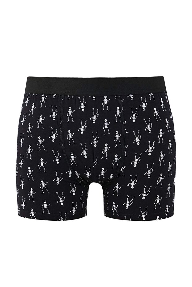 Siyah Desenli Pamuklu Likralı 3'lü Boxer TMNAW26BX00000 - 4