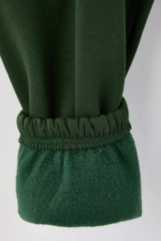 Büyük Beden Haki Oversize/Geniş Kesim Kargo Cepli Kalın Lastik Paça Eşofman Altı TMNAW25AJ00002 - 4