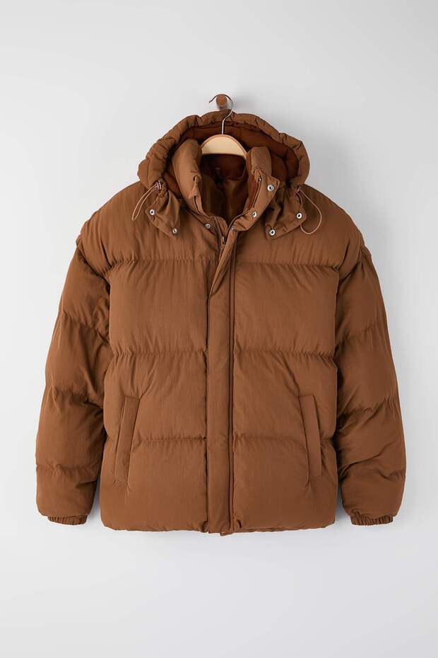 Erkek Tarçın Oversize Fit Kapüşonlu Taslan Kışlık Şişme Mont TMNAW25MO00005 - 6