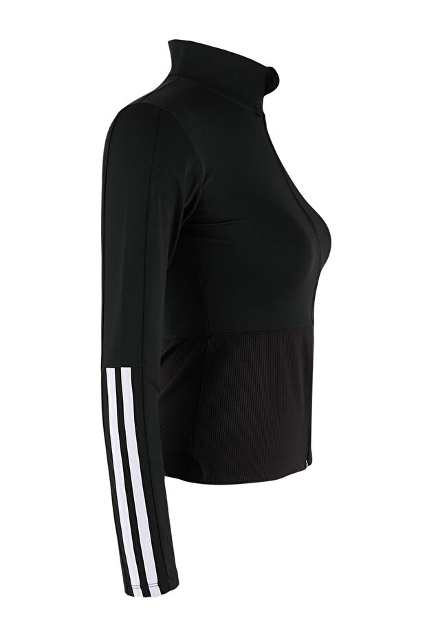 Siyah Çizgi ve Reflektör Baskı Detaylı Dalgıç/Scuba Kumaş Örme Spor Ceket THMAW26SK00011 - 8