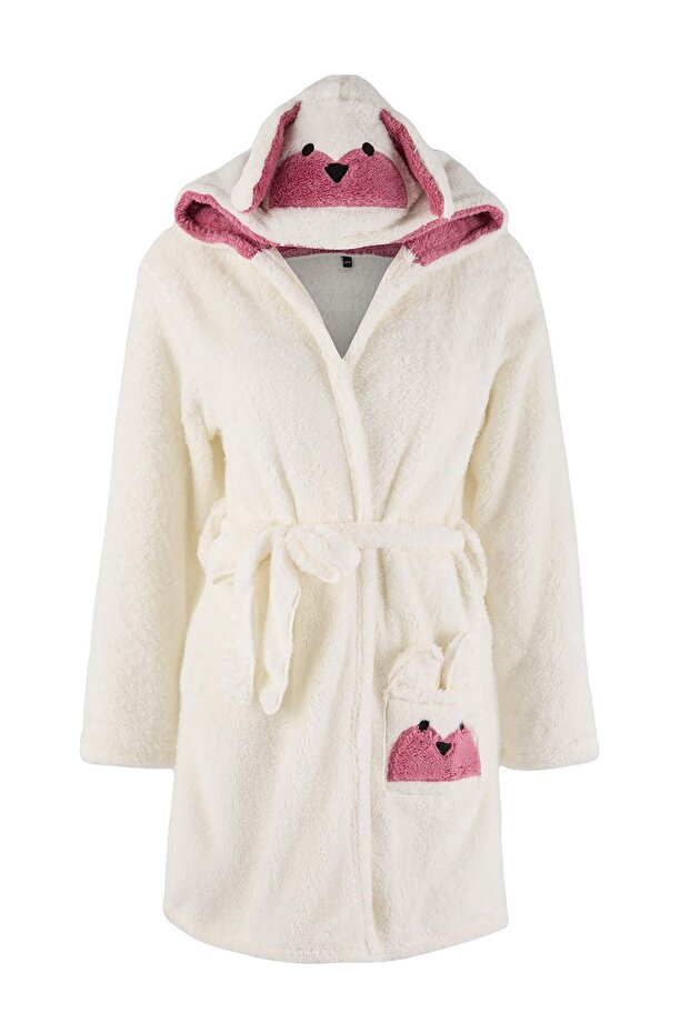 Wellsoft Winter-Strickmantel mit weißem Gürtel und Tierfiguren und Kapuze THMAW21SB0002 - 6