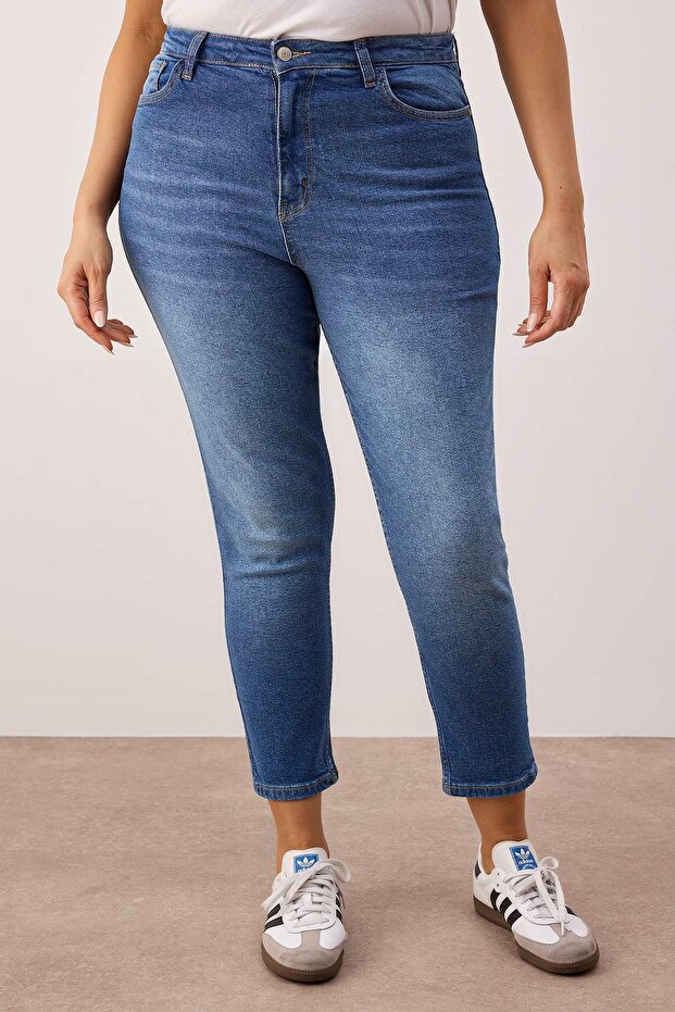 Mavi Yüksel Bel Toparlayıcı Esnek/Strecth Büyük Beden Skinny Jeans TBBAW25CJ00016 - 3