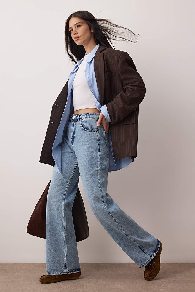 Mavi Yüksek Bel Wide Leg Palazzo Jeans TWOAW26JE00269 - 2