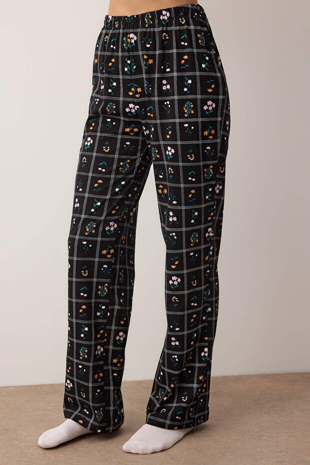 Pembe %100 Pamuklu Çiçekli Örme Pijama Takımı THMAW26PT00053 - 3