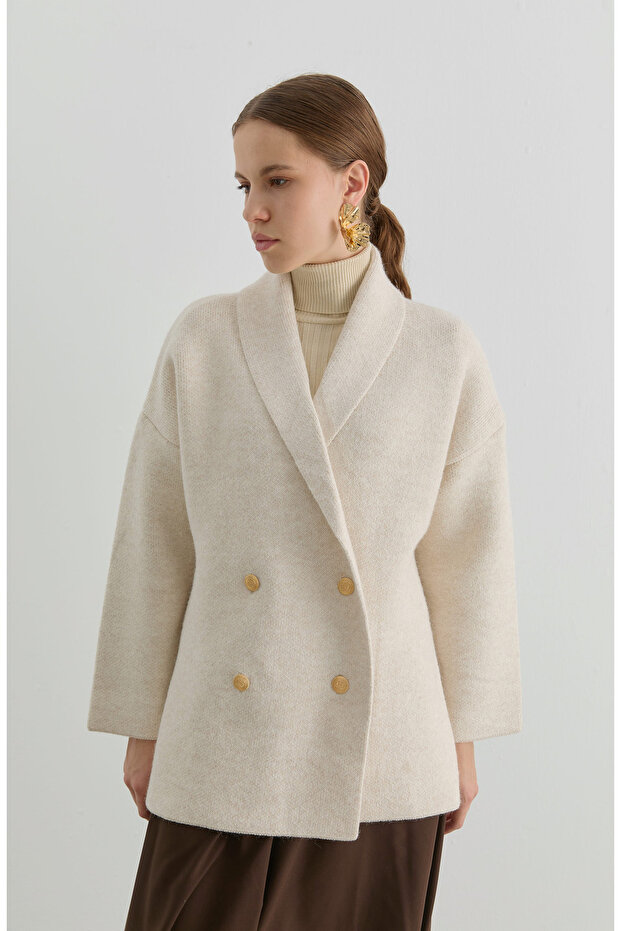 Çelik Örme Blazer Taş Triko Ceket - 3