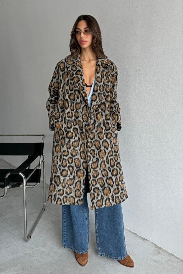 Feather Leopard Pattern Lining Coat Cr8105 - 6