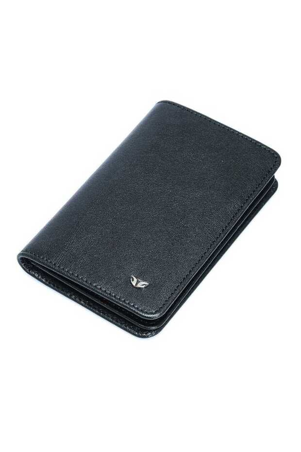 Black Genuine Leather Unisex Credit Card Holder - S1Kk00001508-A97
