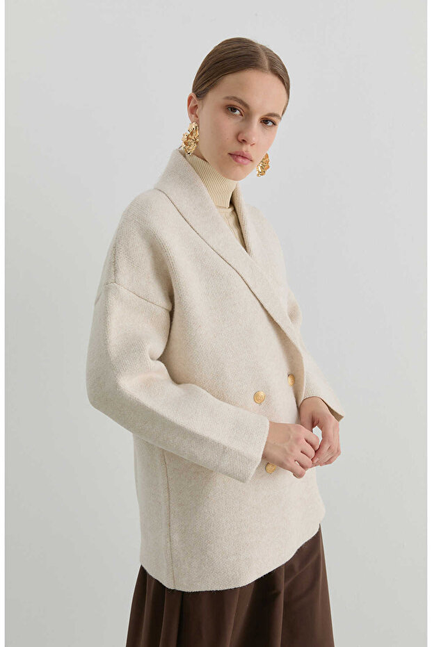 Çelik Örme Blazer Taş Triko Ceket - 2