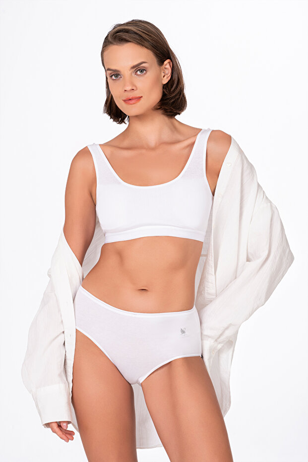 Women's Cotton High Waist Bato Modal Panties | White K23922