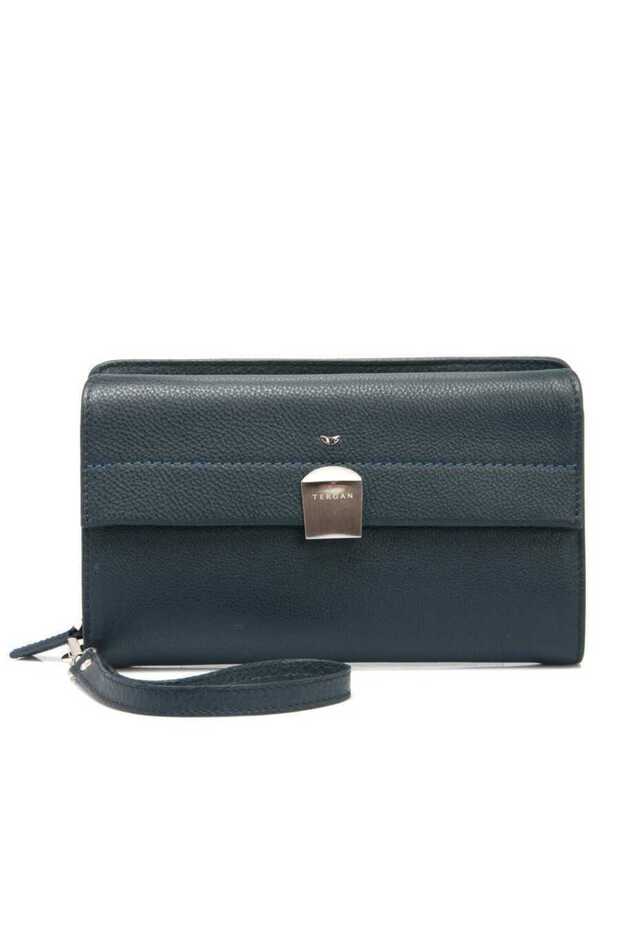 Navy Blue Genuine Leather Men's Portfolio Bag - S1Pc00002980-X86