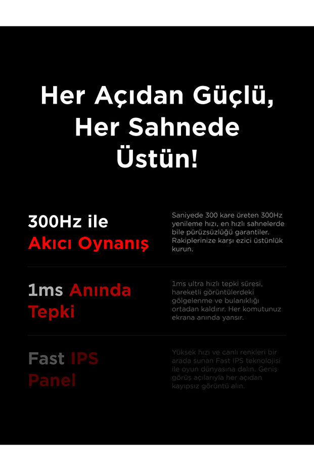 Crimson CR25R300F 25 300Hz 1ms CSOT FAST IPS FHD Freesync/G-Sync PC Flat Oyuncu Monitörü - 8
