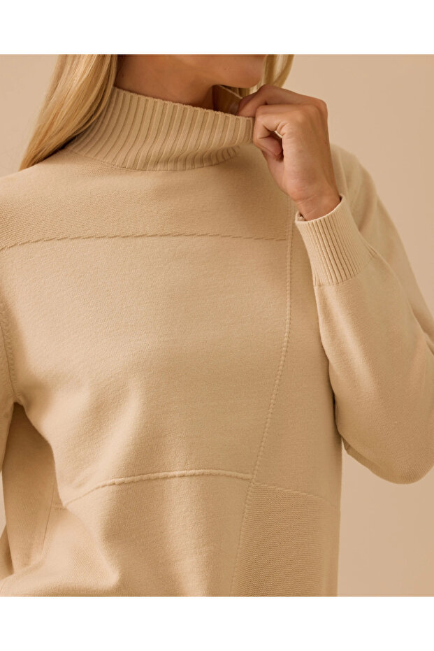 Uzun Kollu Örme Triko Kazak - 5