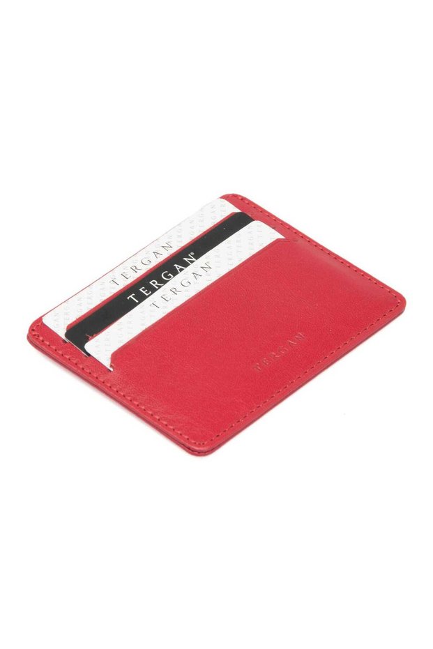 Red Genuine Leather Unisex Credit Card Holder - S1Kk00001050-H4B