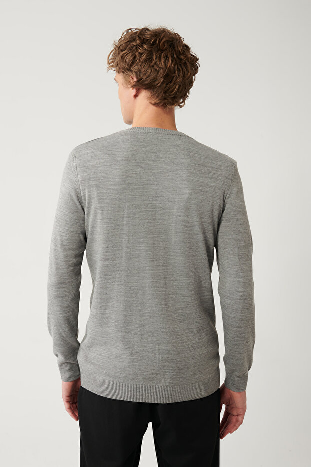 Erkek Gri Basic Hırka E005007 - 4