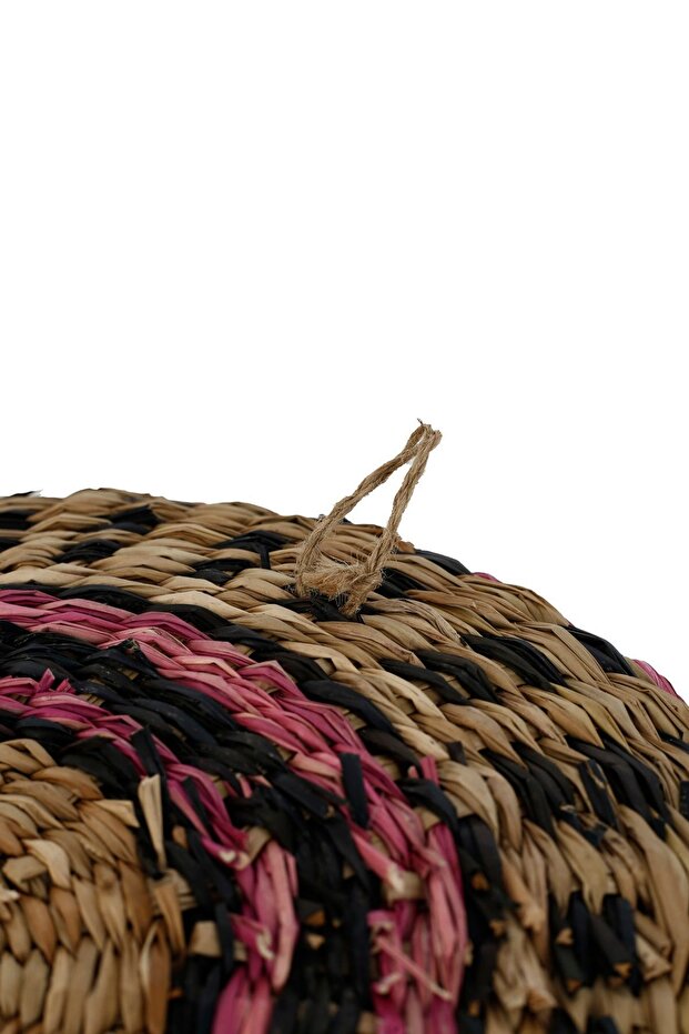 Duvar Tabağı Hasır, Pembe-siyah, Çap:43cm. - 5