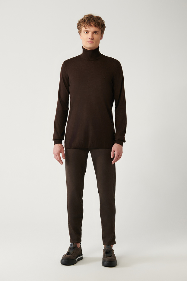 Brauner Basic-Pullover für Herren E005002 - 5
