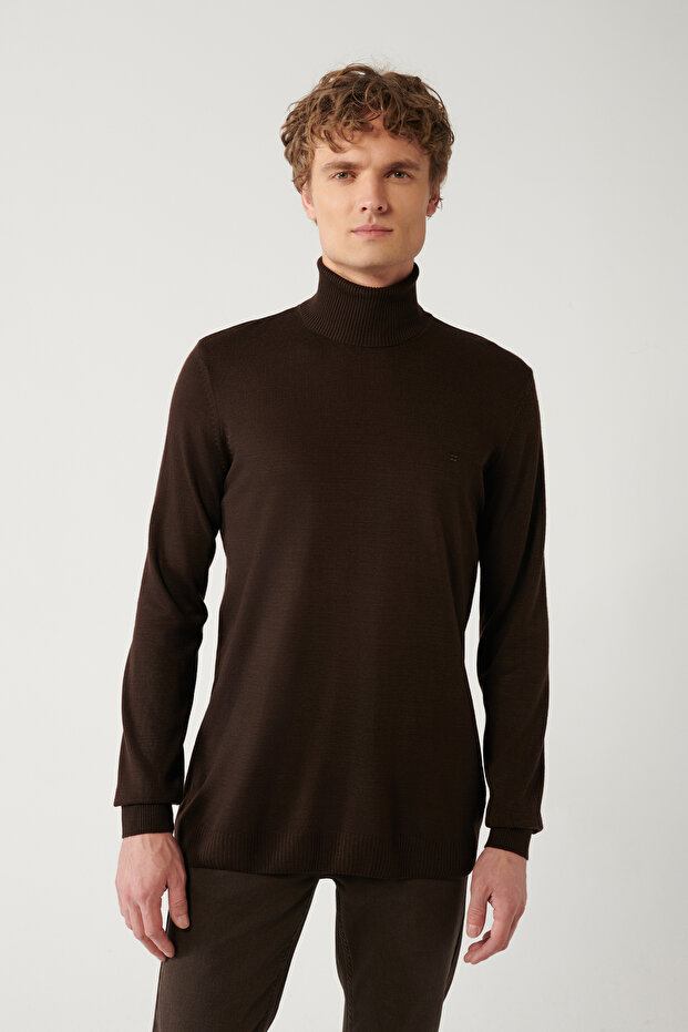 Brauner Basic-Pullover für Herren E005002 - 3