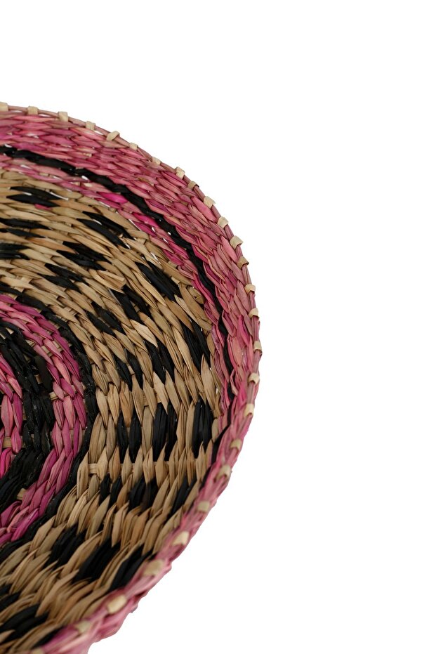 Duvar Tabağı Hasır, Pembe-siyah, Çap:43cm. - 4