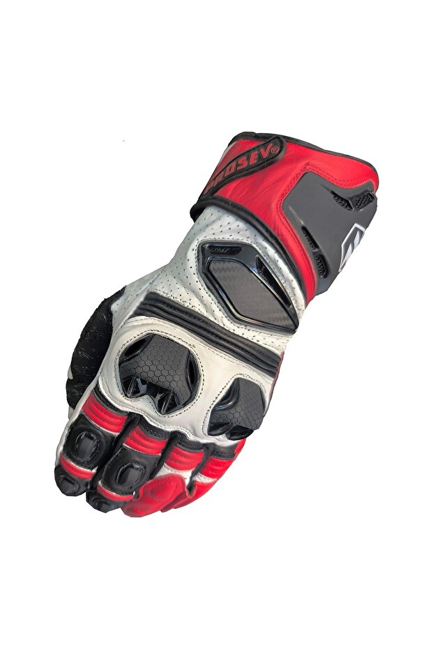 Motorcycle Gloves Racing Full Protection Leather Biker Gloves Red