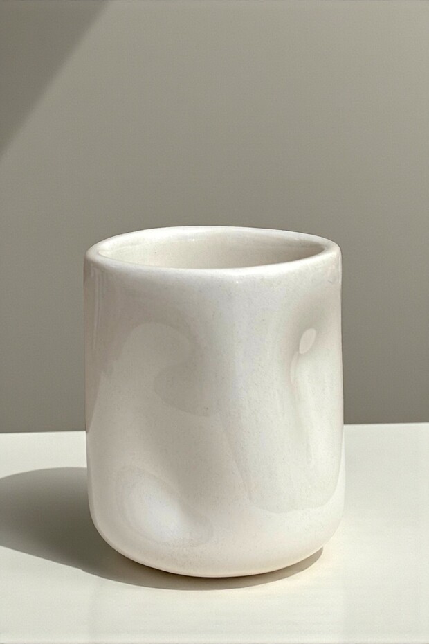 White Amorphous Cold Coffee Cup | Handmade Ceramic Iced Coffee Mug – 300 ml