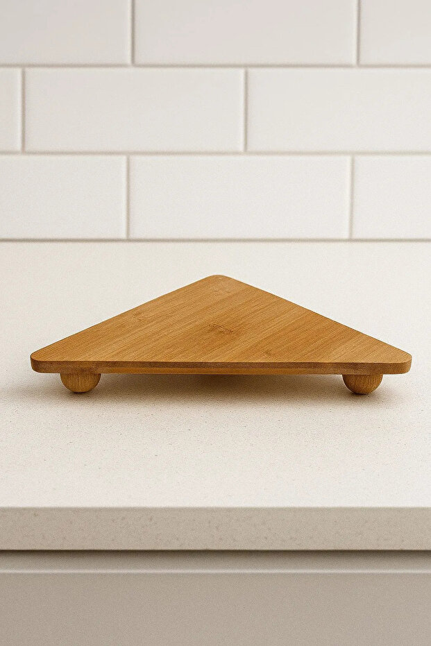 Bambu Top Ayaklı Üçgen Stant, Bambu Sunumluk (21x40) - 3